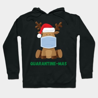 Quarantine-Mas Reindeer Christmas in Quarantine Reindeer Wearing a Mask During Quarantine Social Distancing Hoodie